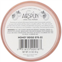 Airspun, Рассыпчатая пудра для лица, оттенок «Медовый беж» 070-32, 65 г