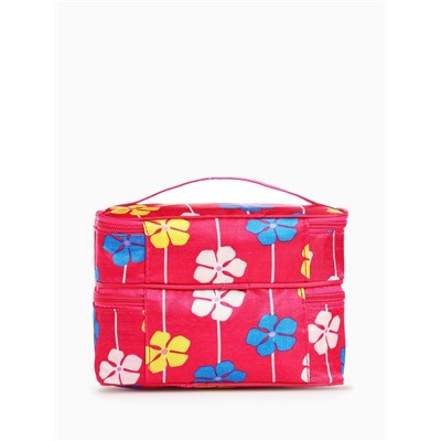Косметичка - органайзер на молнии, с отделами, с рисунком, малиновая