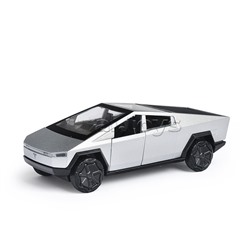 Машина металл Tesla Cybertruck 13,7см, (откр. дв, серебристый) инерц., в коробке