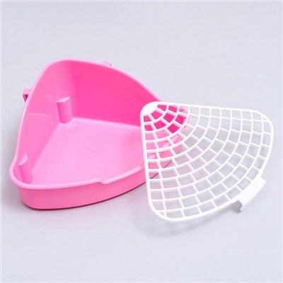 Туалет угловой для кроликов и хорьков «Пижон», 24×18×11 см, розовый