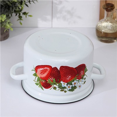 Кастрюля эмалированная, 5 л, деколь МИКС, белая