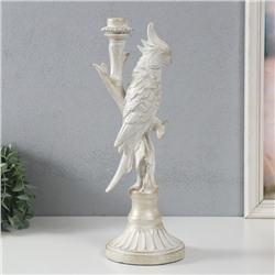 Подсвечник полистоун «Белый попугай на ветке», под металл, 12.4×12.2×36 см