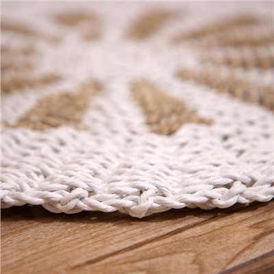 Коврик на пол круглый натуральный плетёный «Солнышко», из водорослей, 50 см, белый