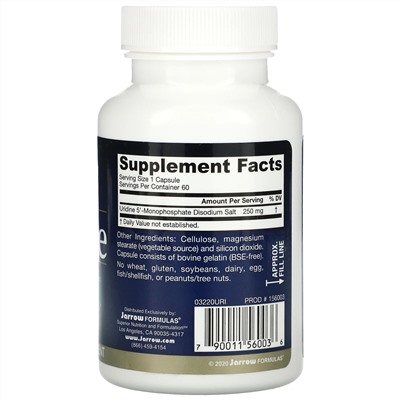 Jarrow Formulas, уридин, 250 мг, 60 капсул