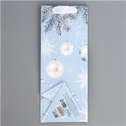 Пакет новогодний подарочный под бутылку, треугольный «Счастливого Нового года», 13×32×11 см