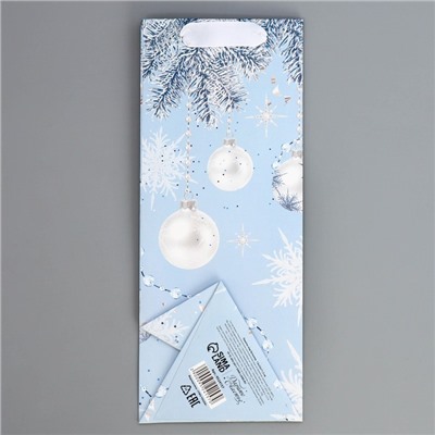 Пакет новогодний подарочный под бутылку, треугольный «Счастливого Нового года», 13×32×11 см