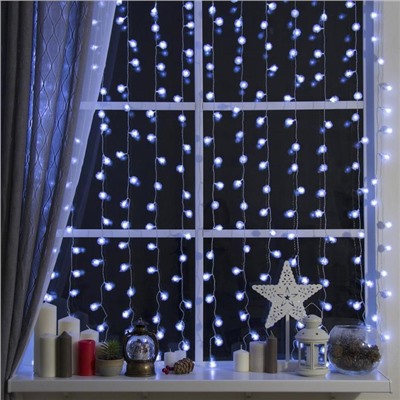 УЦЕНКА Гирлянда «Занавес», 2×1.5 м, с насадками «Ёжики», IP20, 360 LED, 220 В, 8 режимов, прозрачная нить, свечение белое