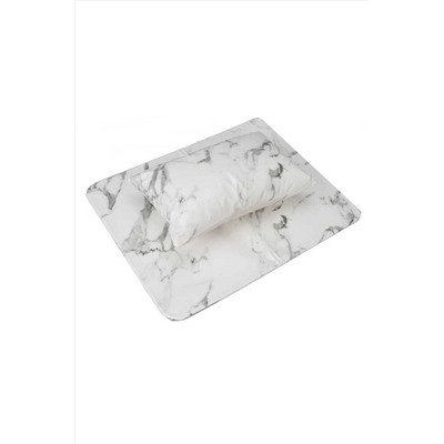 Nail Art Набор для маникюра подушка с подложкой, подушка 11,7 х 25,5 см, подложка 38 х 28 см, белый мрамор KRISTALLER, 1212946