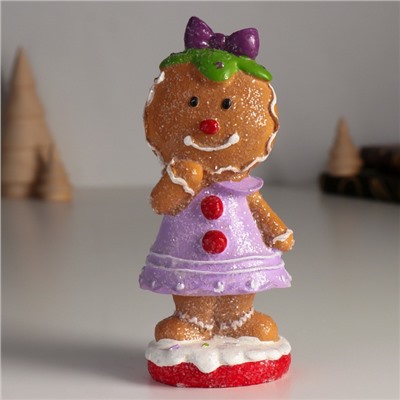 Фигурка полистоун «Пряничка в сиреневом платье, с бантиком», 5.5×6.5×15 см