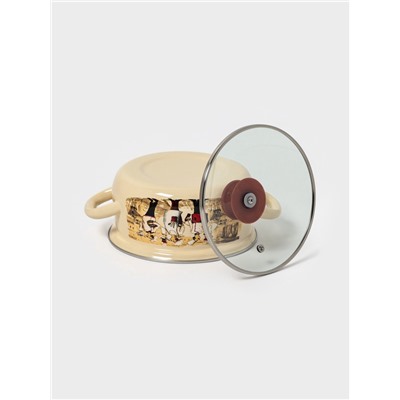 Кастрюля эмалированная «Сомелье», 1.5 л, d=18.2 см, цвет слоновой кости