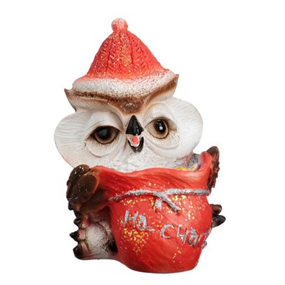 Фигура полистоун «Сова с мешком: На счастья», с блёстками, 22 см