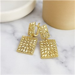 Серьги алмазное покрытие, крупные, висячие, цвет покрытия лимонная позолота, арт.313.224