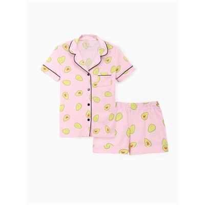 Пижама женская (рубашка, шорты) KAFTAN Avocado, размер 52-54, розовая