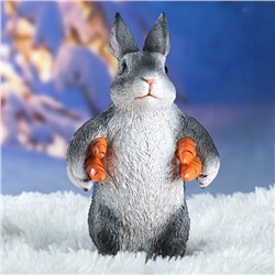 Садовая фигура из полистоуна «Зайка несет морковь», 22×9×13 см