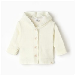 Джемпер вязаный с капюшоном Крошка Я, рост 68-74 см, молочный