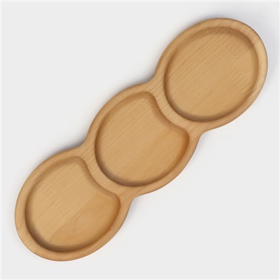 Менажница деревянная Adelica «Светофор», 3 секции, 30×10×1.8 см, пропитана минеральным маслом, в подарочной коробке, берёза