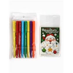 Подарочный набор новогодний, 8 ручек, 8 открыток МИКС