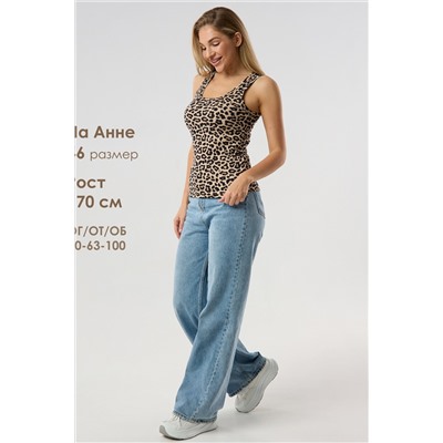 Майка базовая в рубчик леопардовая