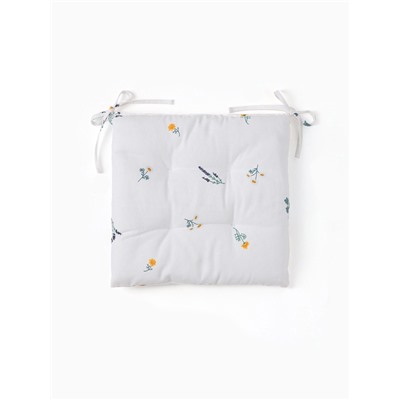 Подушка на стул «Этель. Полевые цветочки», 42×42×7 см, белая