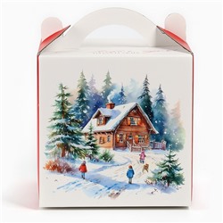 Коробка кондитерская новогодняя с окном, сундук, «Тепла и уюта», 20×20×20 см