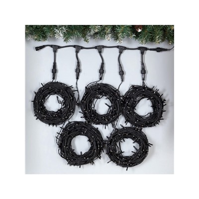 Гирлянда «Клип-лайт» 5 нитей по 20 м, IP44, УМС, тёмная нить, 665 LED, свечение мульти, 24 В