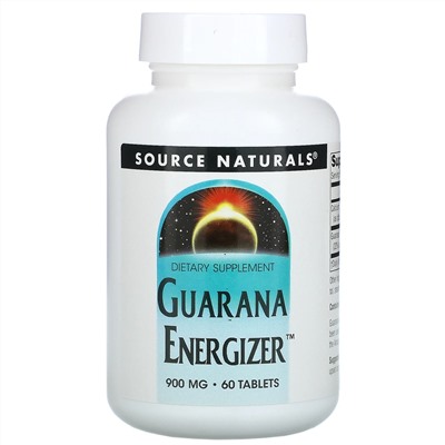 Source Naturals, Guarana Energizer, 900 мг, 60 таблеток