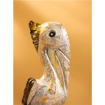 Сувенир интерьерный «Пеликан», 7×7×20 см, дерево, белый с золотом