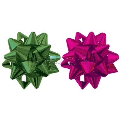 Набор из 2-х металлизированных бантов-звезд (малых) для праздничной упаковки
