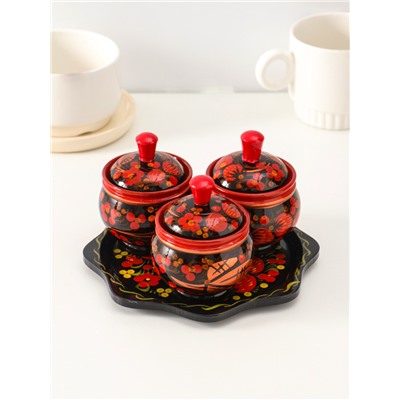 УЦЕНКА Набор специй «Земляничка», средний, 15×15×6 см, хохлома