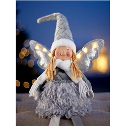 Фигура текстиль «Кукла в сером» 70 см, 6 LED, от батареек AG10×3, свечение тёплое белое