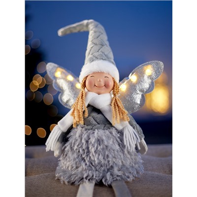 Фигура текстиль «Кукла в сером» 70 см, 6 LED, от батареек AG10×3, свечение тёплое белое