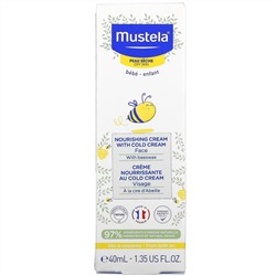 Mustela, питательный охлаждающий детский крем для лица, для сухой кожи, 40 мл (1,35 жидк. унции)
