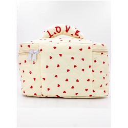“‣”  COSMETIC BAG - КОСМЕТИЧКА ТКАНЕВАЯ "LOVE" В КРАСНОЙ ГАММЕ