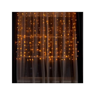 Гирлянда «Занавес» 2×1.5 м, IP20, прозрачная нить, 360 LED, свечение жёлтое, 8 режимов, 220 В