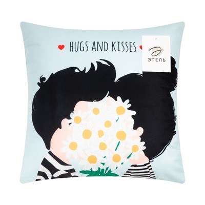 Подушка декоративная «Этель» Hugs and kisses, 40×40 см, велюр