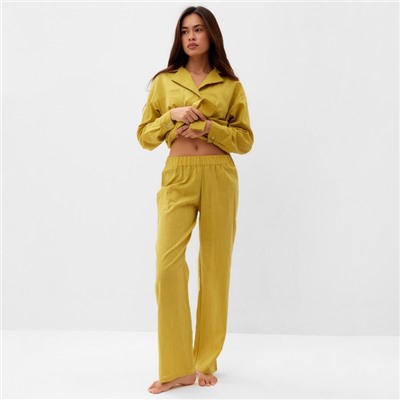 Пижама женская (рубашка, брюки) KAFTAN Basic, размер 40-42, охра