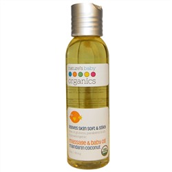 Nature's Baby Organics, Organic, массажное и детское масло, мандарин и кокос, 4 унции (113,4 г)