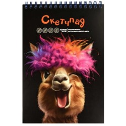 Альбом для зарисовок (скетчпад) А5 140х200 мм 60л твердая обложка на спирали "ЗАВОДНАЯ АЛЬПАКА" белый офсет 100 г/м2 68506 Феникс