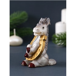 Свеча декоративная «Лошадка с подковой» 5.5×6×9 см, серебро