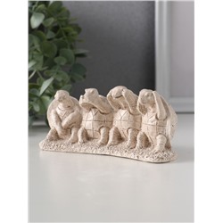 Фигурка гипс «Черепахи ничего не вижу, не слышу, не скажу, не делаю», 13×4.5×5.5 см, слоновая кость