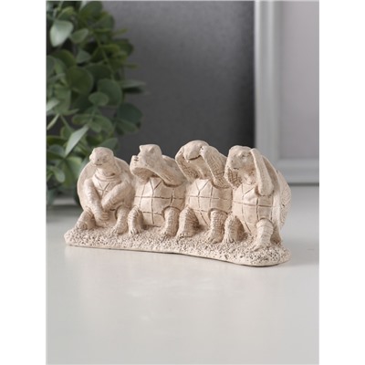 Фигурка гипс «Черепахи ничего не вижу, не слышу, не скажу, не делаю», 13×4.5×5.5 см, слоновая кость