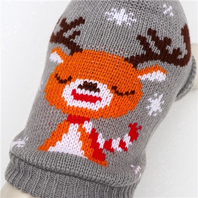 Свитер «Олень на сером», M (ДС 26, ОШ 26, ОГ 28-46 см)