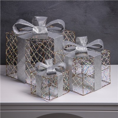 УЦЕНКА Фигура световая «Подарки», 20×15×10 см, 35LED, ААх2 (не в компл.), Т/БЕЛЫЙ