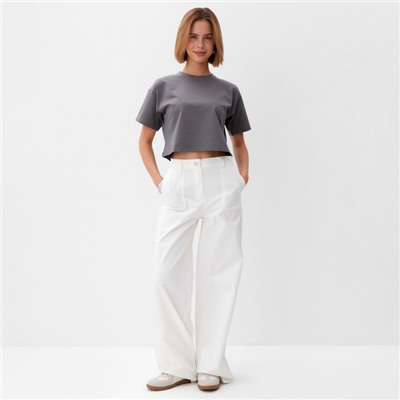 Футболка женская укороченная MINAKU OVERSIZE FIT, цвет графит, размер 48