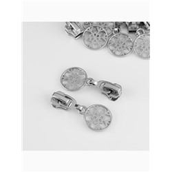 Бегунок для металлической молнии, №5, «Снежинка», 10 шт., цвет никель