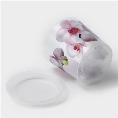 Горшок для орхидей с поддоном IDEA «Деко», 1.2 л, пластиковый, белый