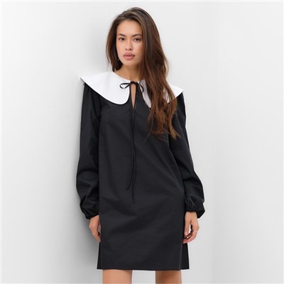 Платье мини женское с воротником MIST, размер 42, чёрное