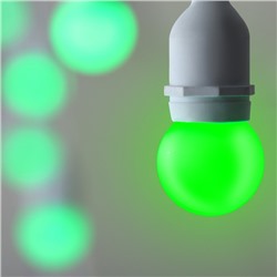 Лампа светодиодная Luazon Lighting, G45, Е27, 1.5 Вт, для белт-лайта, набор 20 штук, свечение зелёное