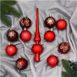 Ёлочные игрушки Новогодний», шары новогодние, набор с верхушкой 21 шт. (20 шаров d=6 см, верхушка), красный