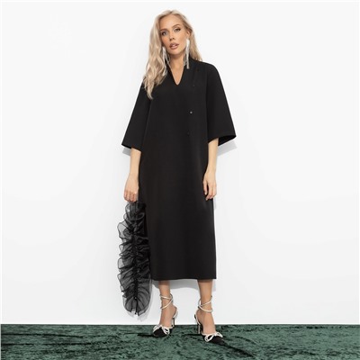 Платье с разрезом, Сияние глянца (чёрное)